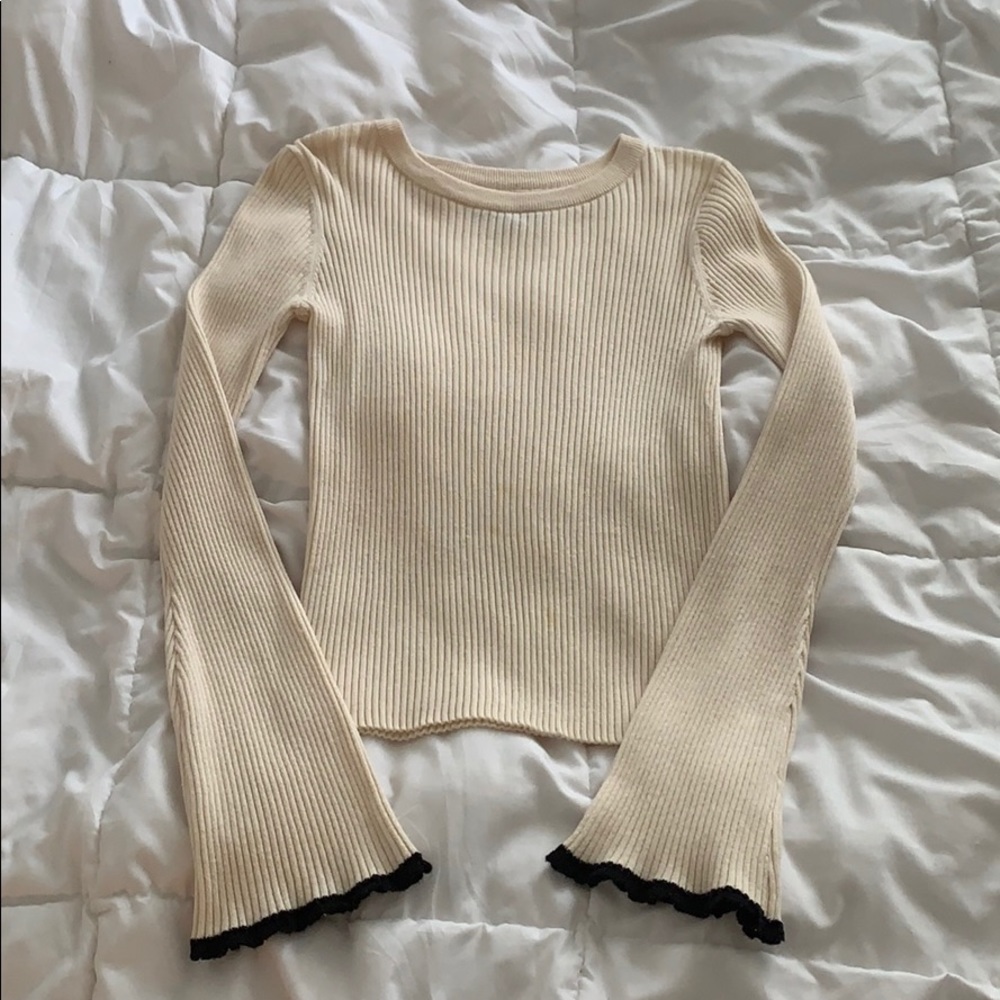 Ribbed Bell Sleeve Top